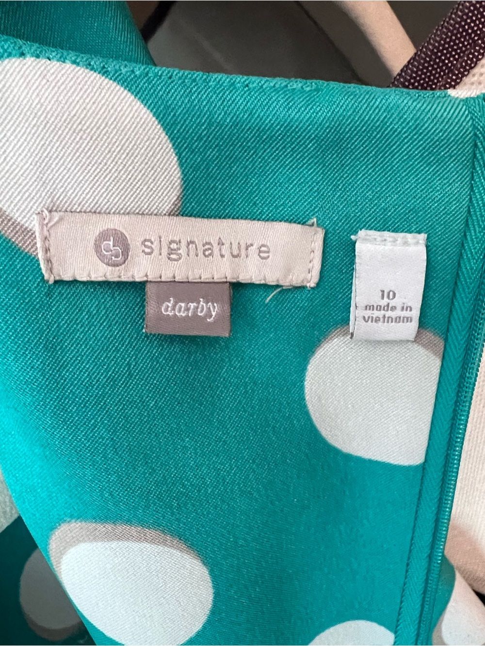 Signature Green and White Polka Dot Sleeveless Dress Women’s Size 10 - Picture 6 of 7